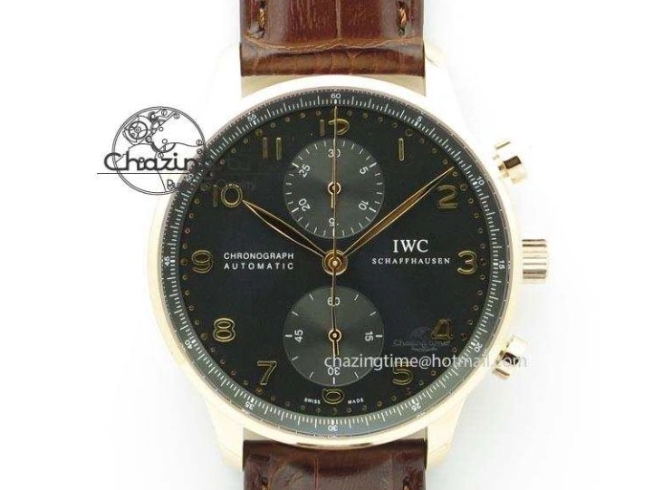 MIROTIME 0211 Portuguese Tourbillon IW504602 RG ZF Best Edition White Dial on Brown Leather Strap Stretchable 7178